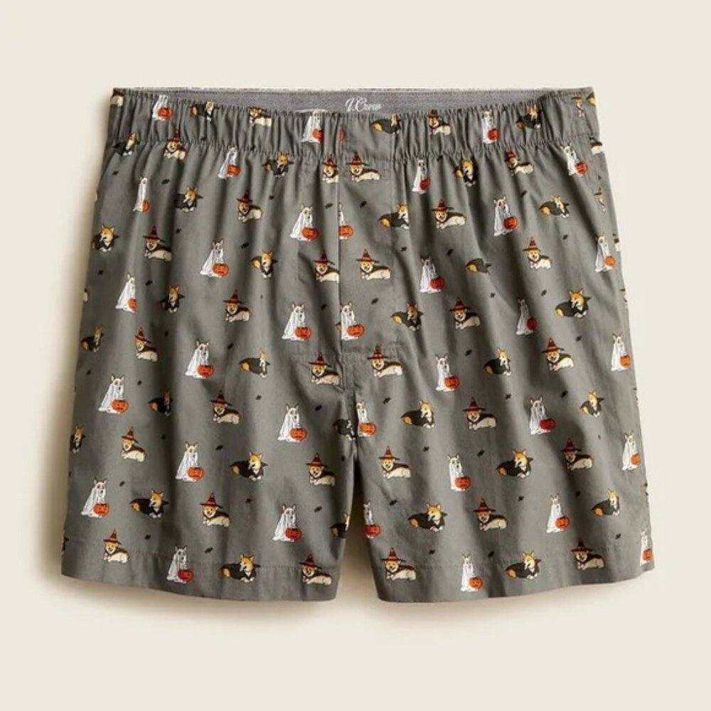 J. CREW | Printed Boxers Corgi Grey Dogs Halloween Underwear | Size Extra Large